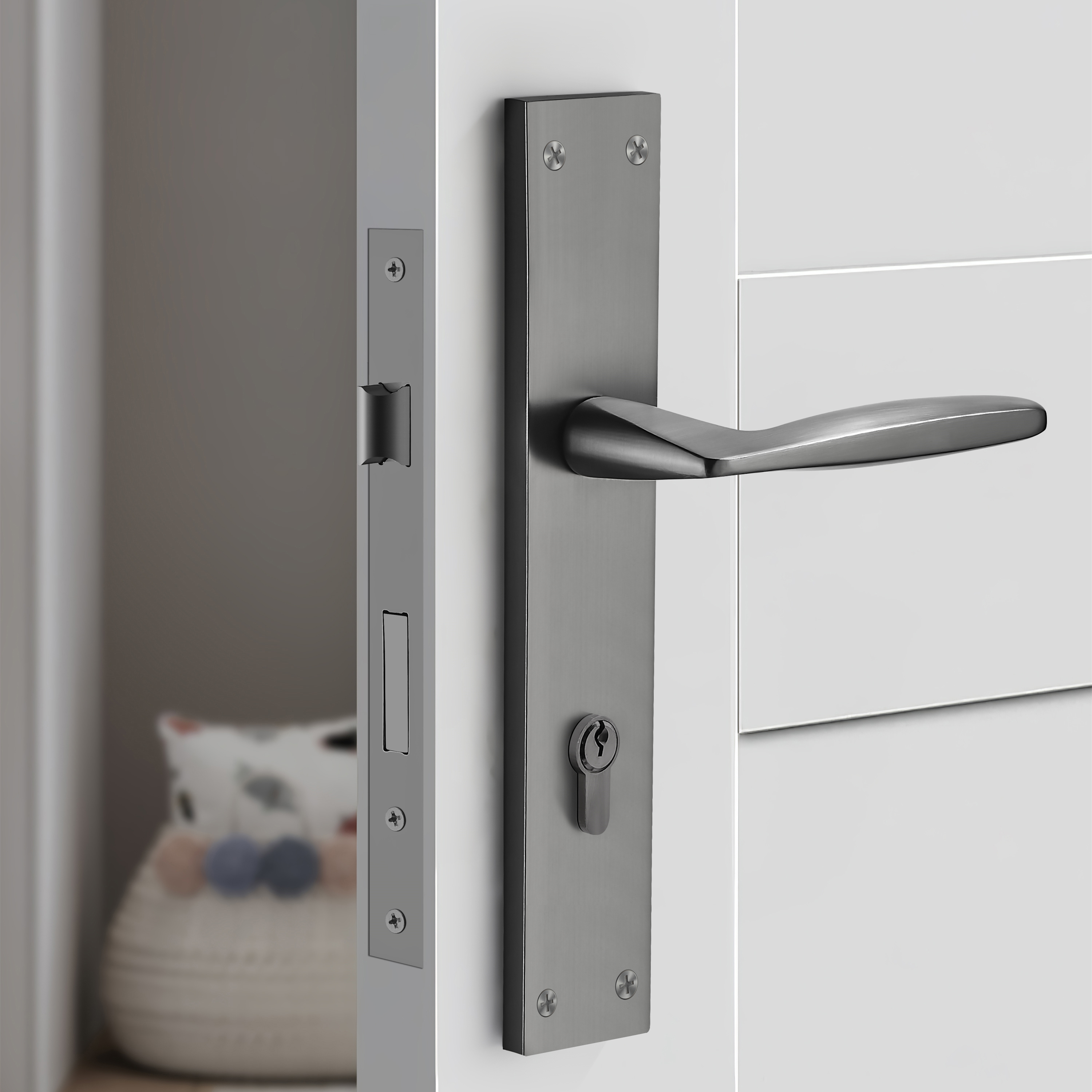 European Interior Zinc Alloy Door Handle with Plate
